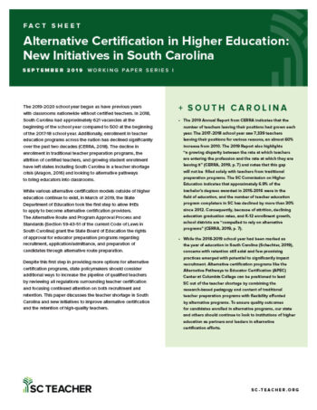 Alternative Certification in Higher Education: New Initiatives in South Alternative Certification in Higher Education: New Initiatives in South
